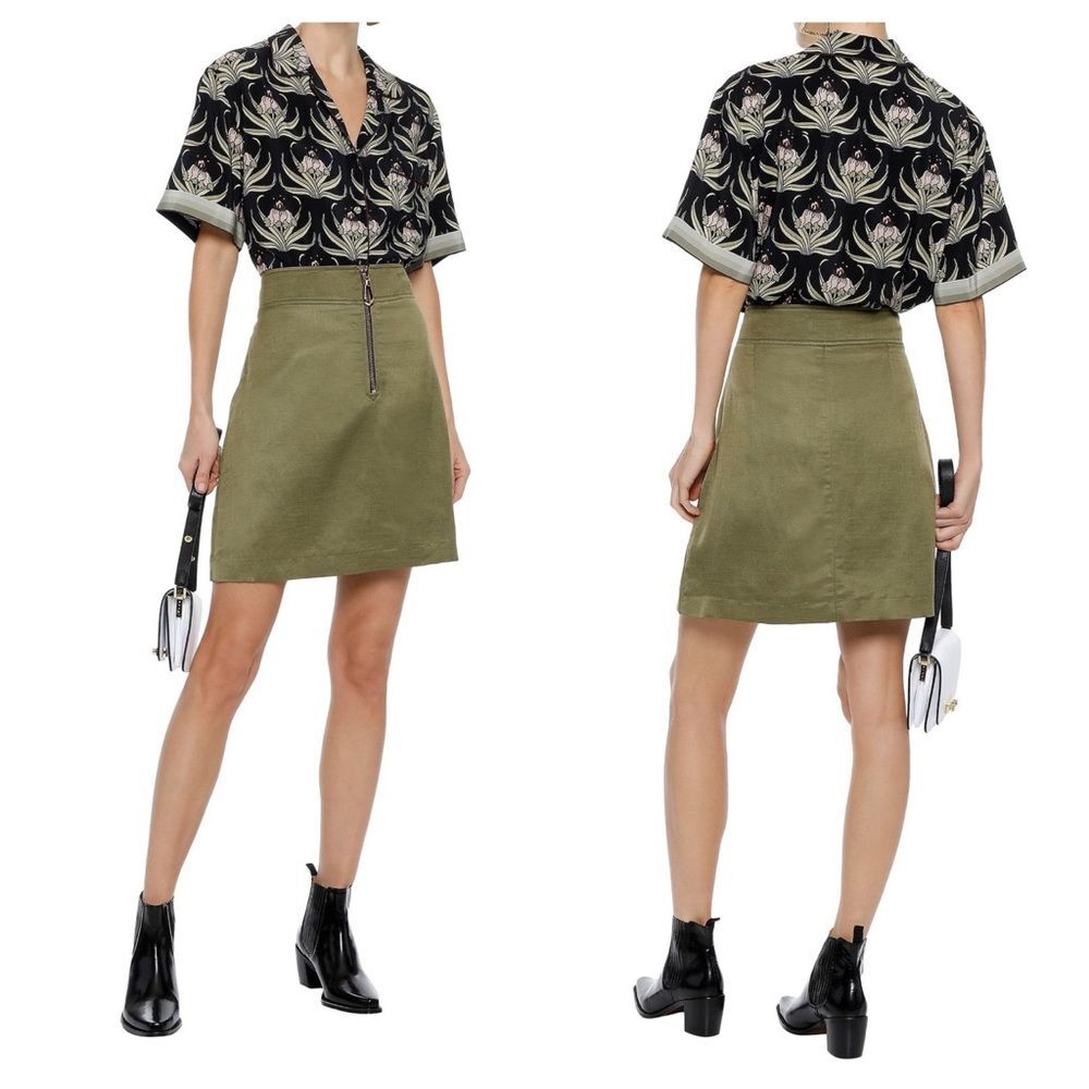 New Sandro Paris Erman Zip Skirt Olive green